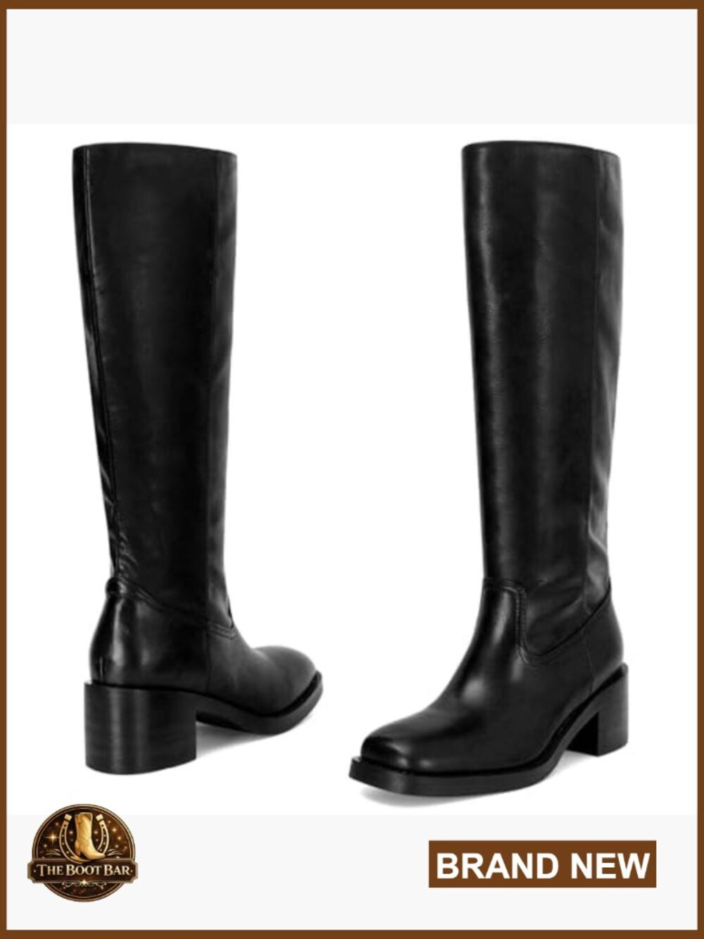 Women's Knee High Square Toe Block Heel Riding Boots Wide Calf Pull On - Picture 4 of 7